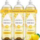 Puracy Natural Dish Soap - Skin-Softening Dishwashing Soap, Non-Toxic Dish Soap, Organic Liquid Dishwashing Detergent Soap, Coconut-Derived Cleanser (Yuzu Blossom, 16 fl oz, 3 Pack)