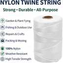 UV Resistant White Nylon String,1000ft 2mm Nylon Cord Twine for Garden Tomato Climbing Plants Floristry Fishing Wrapping Camping Outdoor Survival Netting Home Improvement