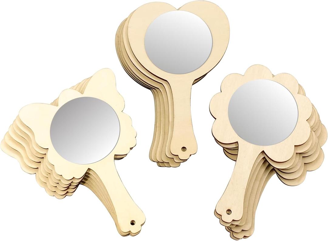 18-Pack Unfinished Wood Mirrors for Crafts 4.4x7 Inch Handheld Mirrors for DIY Crafts Project