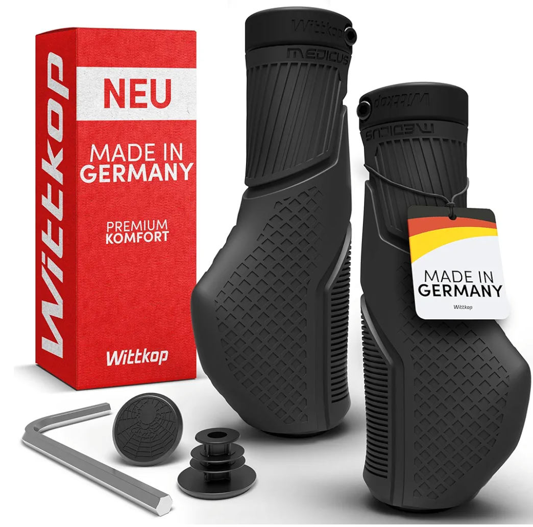 Wittkop Bike Grips With Innovative 3-Zone Design Made in Germany - Ergonomic Non-Slip Comfort and EFC Zones for Optimized Grip & Comfort - Handlebar