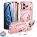 WASTROYAL Privacy Case for iPhone 17 Pro Max with 360°Stand [Builtin Anti Peeping Screen Protector] [Magnetic Ring ] Full Body Protective Phone 17ProMax Cover 6.9", Clear