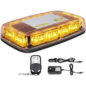 Amber Strobe Lights with Magnetic Base, 48 LED Wireless Rechargeable Emergency Strobe Beacon Light, 12V-24V Roof Top Flashing Light for Car Trucks Vehicles