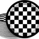 48 Pieces Black and White Checkered Flag Party Paper Plates for Race Car Party Supplies 7" Racing Car Theme Disposable Dessert Plates for Boys Men Birthday Baby Shower Race Fans Party Decorations