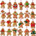 Winlyn Set of 24 Christmas Gingerbread Ornaments - Clay Figurine Gingerbread Family Dolls & Gingerman Hanging Tree Ornaments for Gift, Holiday Stocking Stuffers, Tree Wreath Mantel Decor