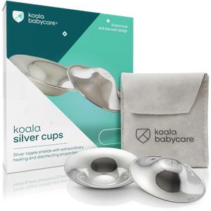 Koala Babycare The Original Silver Nursing Cups - Nipple Shields for Breastfeeding Newborn - Breastfeeding Essentials - Protect and Soothe - Tri-Laminate Silver - Standard Size (Regular)