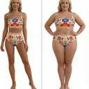 Herseas Women's High Waisted Bikini Sets One Shoulder Floral Print Swimsuits 2 piece Tummy Control Bathing Suits (M)