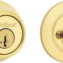 Kwikset 660 Deadbolt Lock, Polished Brass Round Exterior Keyed Front Entry Door, Single Cylinder Dead Bolt, with Microban Protection