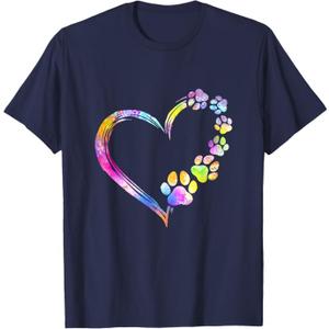 Dog Mom Dad Puppy Love Dogs Paw Print Heart Tie Dye Design Men Women T-Shirt 4XL Blue
