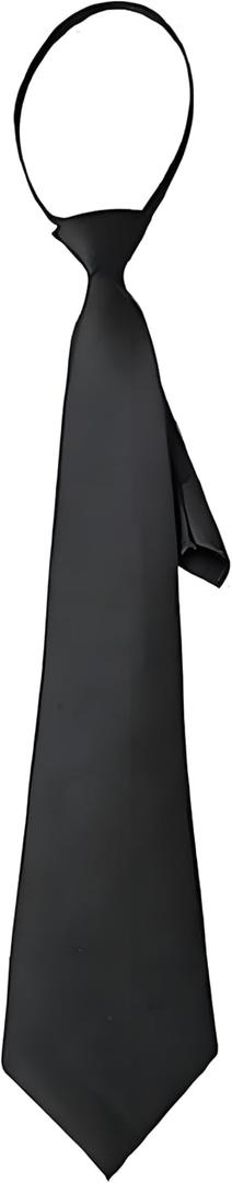 2 x Pre-tied Adjustable Necktie Narrow Necktie with Zipper，42cm Black Narrow with Zipper Trendy Unisex Casual Business (Black)