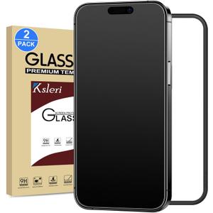 2 Pack Matte Glass Screen Protector for iPhone 16 Plus/iPhone 15 Plus 6.7-inch with Easy Installation Frame, Anti-Glare Anti-Fingerprint, No Dazzling, 9H Tempered Glass, Dynamic Island Compatible