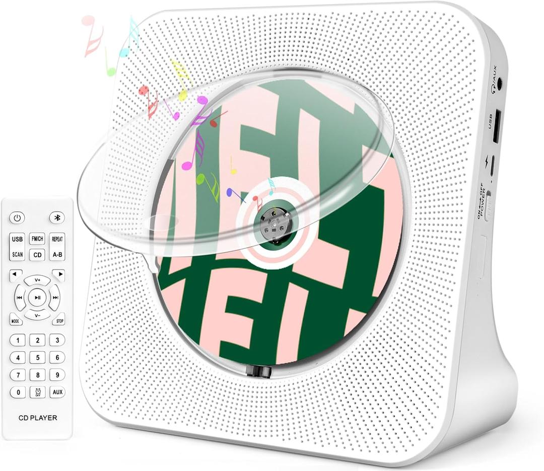Portable CD Player for Home, ROADOM CD Players with Speakers, CD Player for Kids, Combo with Bluetooth/ FM Radio/ Stereo Sound/ Remote Control/ USB Drive/ AUX/ Timer/ Repeat