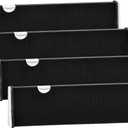 JONYJ Drawer Dividers Organizer 4 Pack, Adjustable Separators 4" High Expandable from 14.9-21" for Bedroom, Bathroom, Closet,Clothing, Office, Kitchen Storage, Strong Secure Hold, Foam EndsBlack
