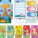 Sayglossy 6 Set Dinosaur Sticky Notes Pens Set Cartoon Dinosaur Sticky Notes Pads Self-Adhesive Writing Memo Pads Pages Party Favors Supplies Teacher Appreciation Gifts for School Office