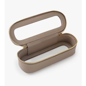 Aveniee Slim Clear Makeup Brush Bag, Small Cosmetic Brush Holder, Mini Toiletry Bag Travel Case for Women, Thin Make up Bags with Dual Zipper, Cute Travel Essentials Bag Organizer - Taupe