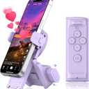 MILOUZ Remote Control Scrolling for Tiktok with Phone Stand, Page Turner for Kindle App E-Book, Bluetooth Camera Shutter Remote for iPhone, Android, iOS, iPad, Tablet (Purple)