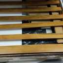 24KF Large Square Upholstered Tufted Linen Ottoman, Large Footrest Ottoman with Solid Wood Shelf- Navy Blue (33.5"D x 33.5"W x 18"H)