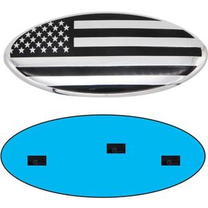 9inch Emblem for Ford, American Flag F150 Emblem Ford Front Grille Tailgate Emblem Oval 9"X3.5" Fits for 04-14 F250 F350, 11-14 Edge, 11-16 Explorer, 06-11 Ranger (Silver)