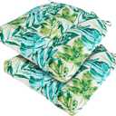 FUNHOME Outdoor Chair Cushions 19 x19 Inch,Water Resistant Tufted Seat Cushions 19",Reversible,Weather Resistant,Rounded Back Wicker Chair Cushion for Patio Garden Furniture(Palm Leaf)