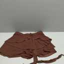 SOFIA'S CHOICE Women Mesh Ruffle Mini Skirt Summer Flowy Tiered Layered Pleated Skirts with Built in Shorts (Brown, S)