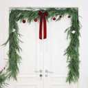 2PCS 9FT Christmas Garland Norfolk Pine Garland Real Touch Artificial Greenery Garland for Mantle Fireplace Table Indoor Outdoor Decor (9 ft (1 Pack- Young ))