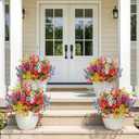 ATTGREAT Artificial Flowers Outdoors Faux Plants UV Resistant Fake Flowers Daisy Plastic Greenery Plnats Outside for Garden Planter Patio Porch Spring Summer Home Home Decor, 12 Bundles (Multicolor)