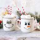 Christmas Face Rub on Transfers Decals Stickers for Crafts Ornaments Large 5 Inch Vinyl Snowman Faces Eyes Pitcher Transparent Decal for Ornaments Glass Drinking Cups Wood Balls (Cute72)