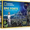 National Geographic Indoor Fort Building Kit - 225 Pieces for Creative Play, STEM Building Toys for Kids Ages 6-12, Blanket Fort