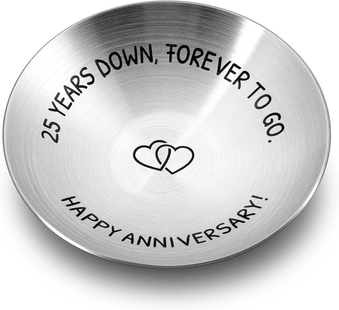 25 Year Anniversary Decorations Gifts for Wife Husband Couple 25th Wedding Anniversary Silver Gifts for Women Men Parents Happy 25th Anniversary 4" Ring Holder Dish Jewelry Tray Christmas Valentines 25 Year Anniversary Decorations Gifts for Wife Husband Couple 25th Wedding Anniversary Silver Gifts for Women Men Parents Happy 25th Anniversary 4" Ring Holder Dish Jewelry Tray Christmas Valentines
