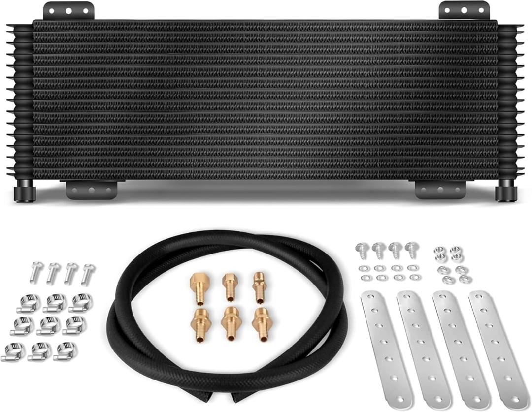 LPD47391 Low Pressure Drop 40k Transmission Oil Cooler Compatible with Tru Cool Heavy Duty 40,000 GVW Max Trans Cooler with Mounting Hardware (Black)