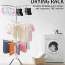 Foldable Clothes Drying Rack - 3 Tier Laundry Drying Rack, Portable Clothing rack with Rotating Clothes Rail with 30 Clips,10 towel sticks and 3 Rotatable Arms, Suitable for Flats and Small Rooms