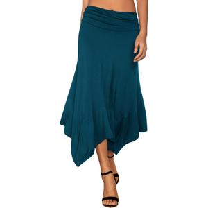DJT Women's Flowy Handkerchief Hemline Midi Skirt, Small, Teal
