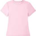 OMKAGI Double Lined Slim Fit T Shirts for Women Short Sleeve Crew Neck Crop Top (XL)
