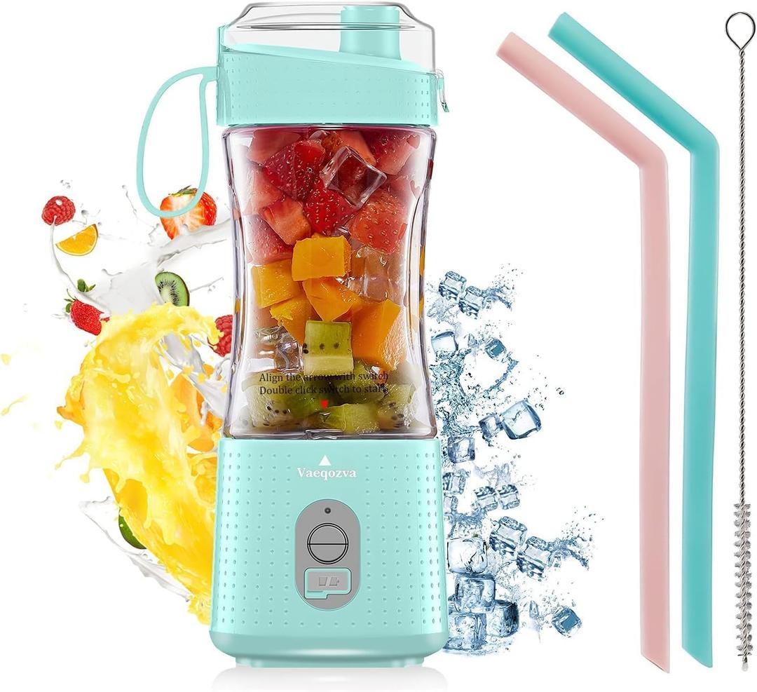 Vaeqozva Portable Blender USB Rechargeable Personal Mixer Fruit Mini Blender for Smoothie, Fruit Juice, Protein Shake, Milk Shakes Blue