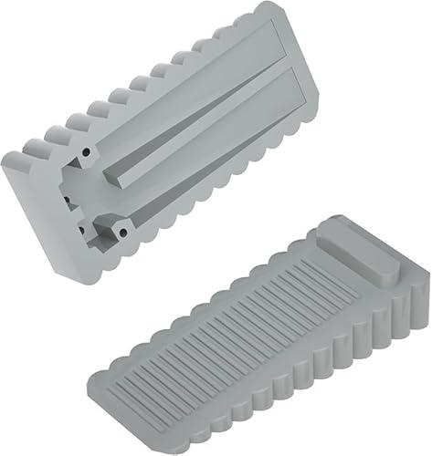 HOMOTEK 4 Pack Wedge Rubber Door Stops Gray- Non-Slip Stoppers for Narrow Gaps 5-10mm, Stackable up to 15-45mm - Floor & Wall Protector for Door Bottom