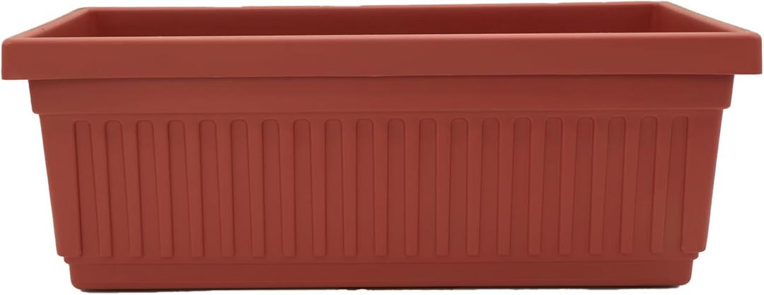 The HC Companies Venetian Windowr Planter Box w/Drain Plug - Long Planter Box for Windowsills, Balconies & More - Plastic Large Rectangular Outdoor Planters for Herbs & Flowers (30" Clay, Pack of 1)