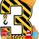 MiniInflat Construction 3rd Birthday Number Sign Centerpiece Truck 3rd Sign Construction Birthday Party Supplies Wooden Excavator Hat 3 Years Old Number for Boys Anniversary