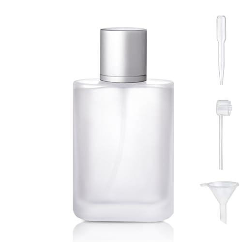 Yerpkefey 50ml/1.7 Oz Frosted Glass Spray Bottle Perfume Atomizer,Refillable Perfume Spray Bottle Perfume Bottles Empty with 3 Kinds of Perfume Dispenser (Frosted Glass 50ml)