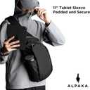 ALPAKA Metro Crossbody Left Shoulder 7.5L - Crossbody Bag Men,Sling Backpack - Fits 11" Tablet - Single Shoulder with YKK Zipper - Expandable Water Bottle Pocket - Phone Sleeve- Black Axoflux 210D