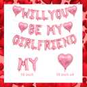 3 x Will You Be My Girlfriend Balloons-16 Inch Pink Foil Letters Balloon 18 inch Heart Balloon Valentines Day Balloons for Wedding Engagements Proposals party Decorations