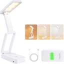 Battery Operated Desk Lamp 3600mAh Rechargeable - 3 Color Temperature & Stepless Dimming LED Cordless Light, Foldable Portable Cordless Lamp for Office/Camping/Reading/Emergency