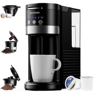 SHARDOR 3 in 1 Single Serve Coffee Maker, K Cup Pod Coffee Maker Compatible with Grounds & Teas, 6 to 14oz Brew Sizes, 40oz Removable Water Tank, Easy to Use, Black