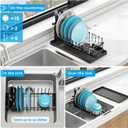 ANTOPY Sink Dish Drying Rack - Expandable Small Dish Rack Over Sinks with Silicone Drying Tray, Dish Drainer for Kitchen Counter with Cutlery Holder, Drying Rack Fit for 14-19 Kitchen Sink