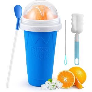 2022 Slushie Maker Cup, Magic Quick Frozen Smoothies Cup Cooling Cup Double Layer Squeeze Cup Slushy Maker Cup, Homemade Milk Shake Ice Cream Maker it for All Ages (Pink)