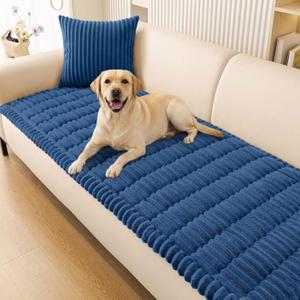 Smiry Couch Cover for Dogs Washable, Non Slip Fuzzy Pet Couch Covers for 3 Cushion Sofa Pet Friendly, Thick Soft Sofa Slipcovers Cushion Protector (Navy Blue, 27.6" x 59")
