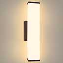 Kalium 16in Modern Wall Sconces, Dimmable Bathroom Vanity Lights, 3000K Warm White LED Indoor Sconces Lighting for Bathroom, Stairs, Living Room, Bedroom (Black - Rectangular 16in)