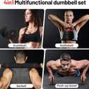 Adjustable Dumbbell, 20/30/40/60/80lbs Dumbbells Set, 4-in-1 Free Weights for Women/Men Workout Equipment Used as Barbell/Kettlebells/Push up Stand for Home Gym