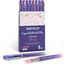 WRITECH Liquid Ink Rollerball Pens: 8ct Assorted Colors Extra Fine Point Tip 0.5mm Roller Ball Rolling Pen for Smooth Writing Coloring Drawing Journaling No Bleed & Smear &Smudge Multi Colored.
