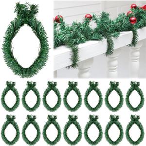 Zhengmy 15 Pcs 20 Inch Christmas Garland Ties Artificial Pine Needles Flexible Pine Stems Twist Wired Tree Branches for Christmas Stairs Railing Banister DIY Craft Gift Wrapping