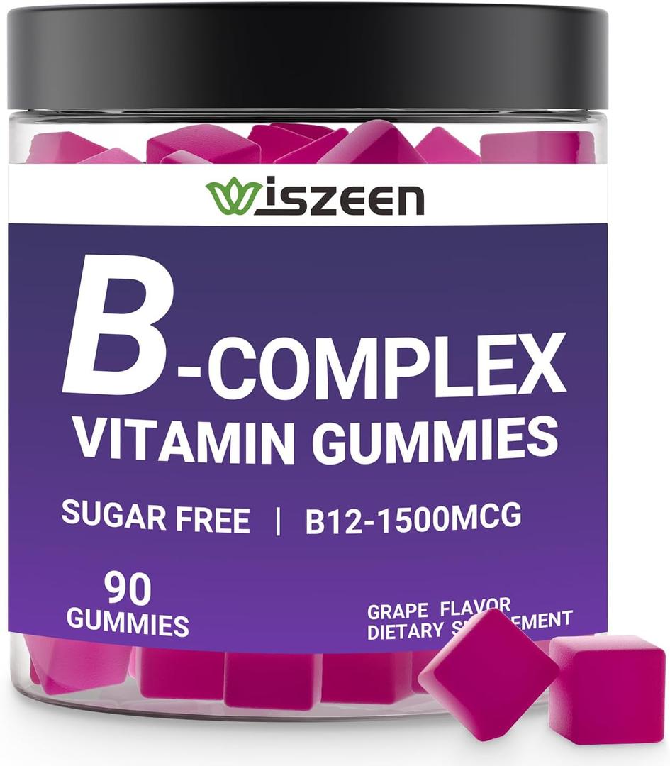 Vitamin B Complex with Vitamin C & Inositol Gummies, B Complex Vitamins for Women, Men & Adults, B Complex Gummy Vitamin B Supplement for Energy Immune Support