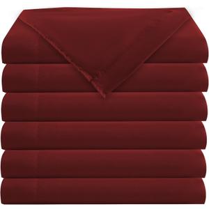 Bulk King Flat Sheets Only, 6 Pack Quick Sort Top Bed Sheet, Color-Coded Label Threads, Wrinkle-Free Shrinkage Durable Microfiber Hotel Motel Airb&bs Essentials for Hosts (105"x102",Burgundy)